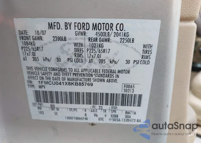 1FMCU041X8KB85769: 44357213