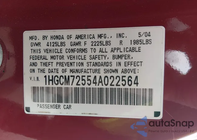 1HGCM72554A022564: 44357329