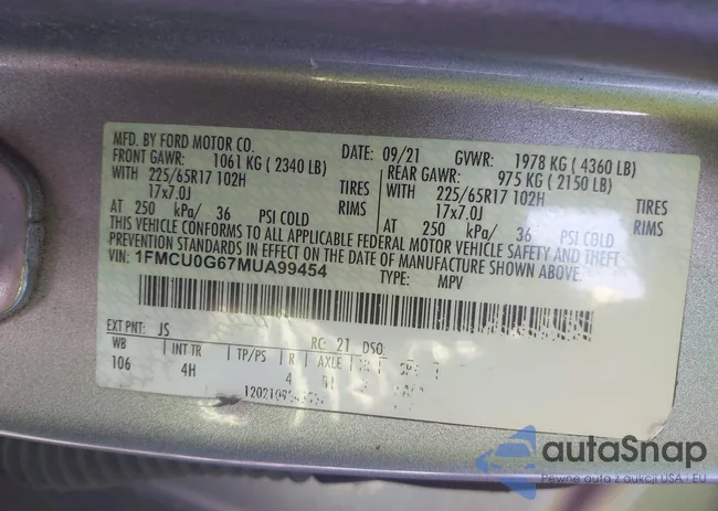 1FMCU0G67MUA99454: 44357413