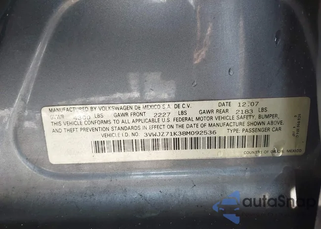 3VWJZ71K38M092536: 44357423