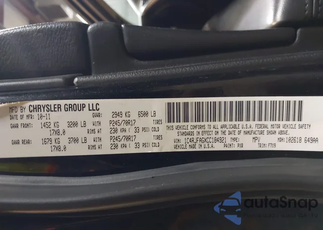 1C4RJFAGXCC184921: 44357454