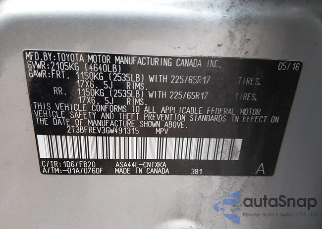 2T3BFREV3GW491315: 44357481