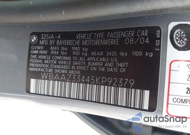 WBAAZ33445KP92379: 44357488