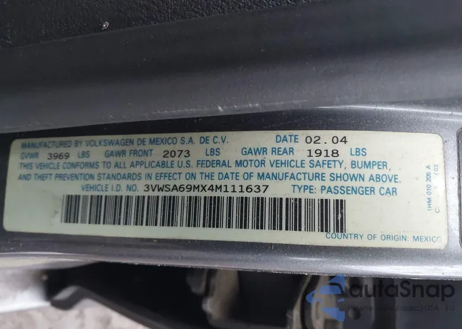 3VWSA69MX4M111637: 44357520