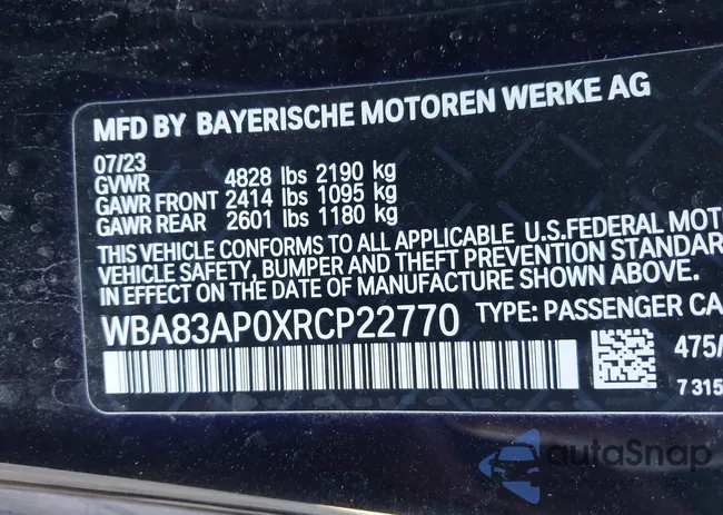 WBA83AP0XRCP22770: 44357524