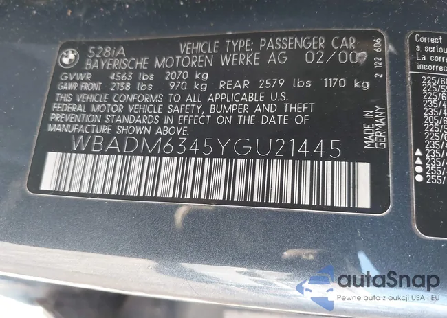 WBADM6345YGU21445: 44356547