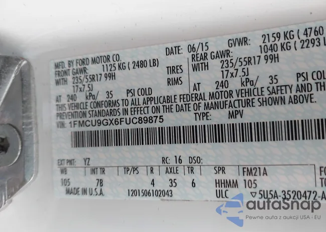 1FMCU9GX6FUC89875: 44356571