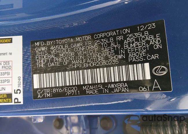 JTHP9JBH0R2080235: 44356721