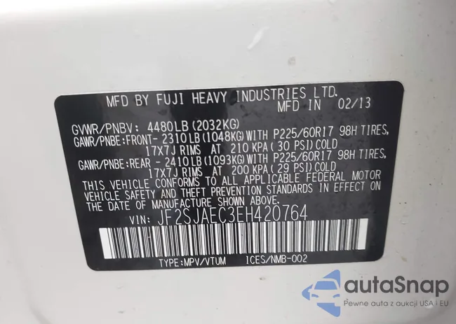 JF2SJAEC3EH420764: 44356774