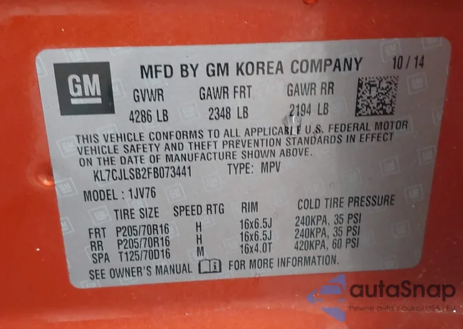 KL7CJLSB2FB073441: 44358075