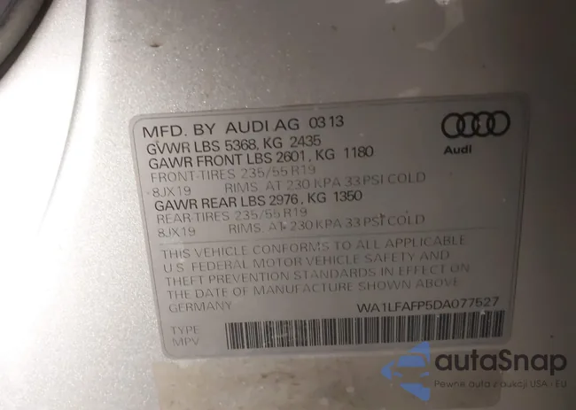 WA1LFAFP5DA077527: 44358079