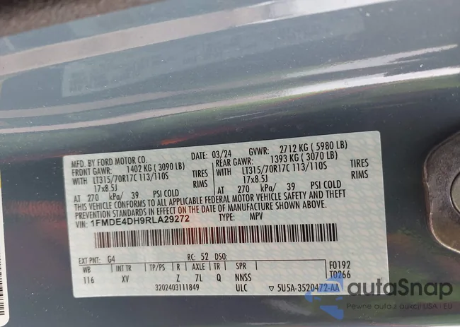 1FMDE4DH9RLA29272: 44358162