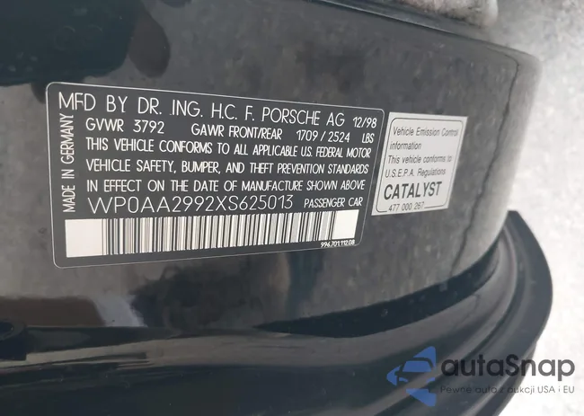 WP0AA2992XS625013: 44358434