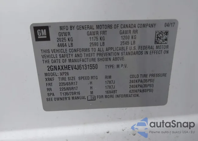 2GNAXHEV4J6131550: 44358438