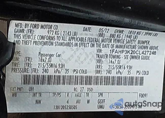 1FAHP3K20CL427248: 44357934