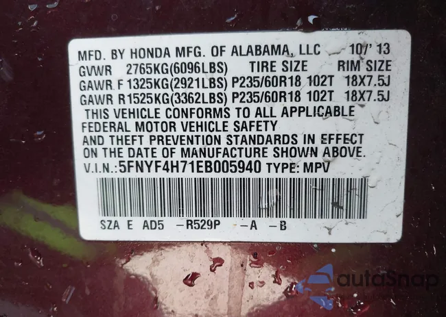 5FNYF4H71EB005940: 44359022