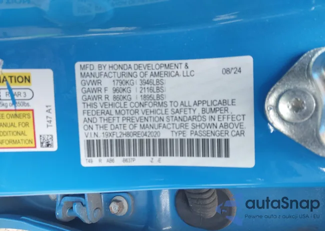 19XFL2H80RE042020: 44359073