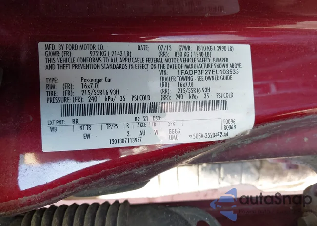 1FADP3F27EL103533: 44359189