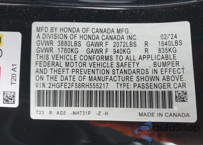 2HGFE2F58RH555217: 44359293