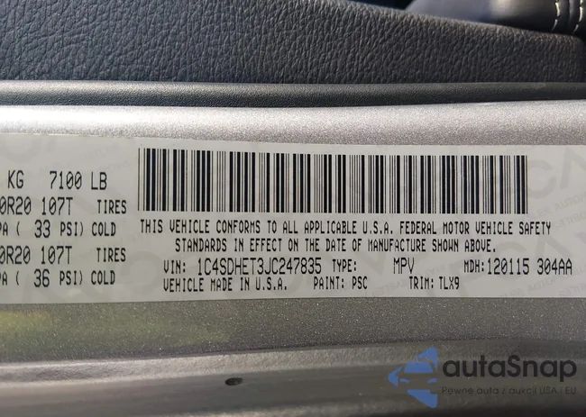 1C4SDHET3JC247835: 44359338