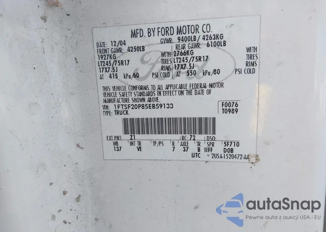 1FTSF20P85EB59133: 44359479