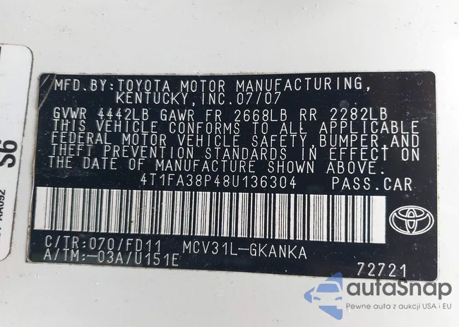 4T1FA38P48U136304: 44358550