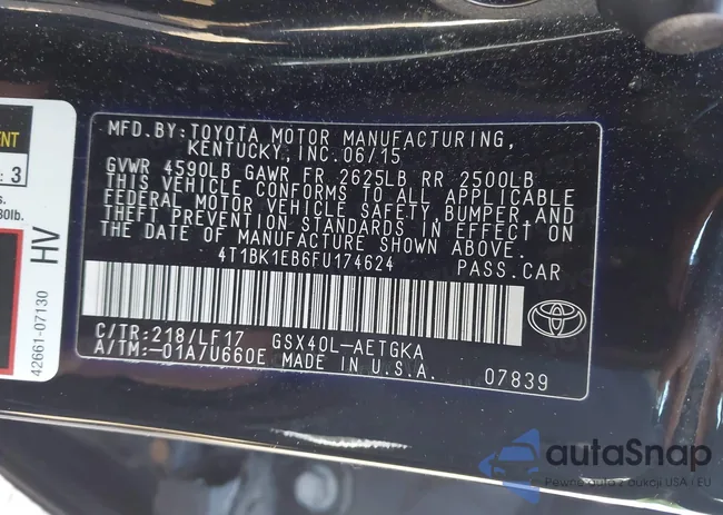 4T1BK1EB6FU174624: 44358569