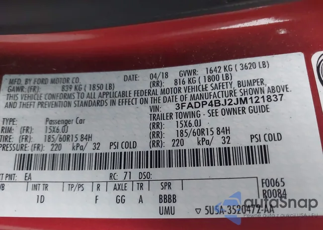 3FADP4BJ2JM121837: 44358675