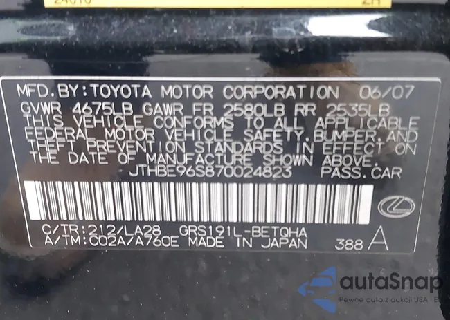 JTHBE96S870024823: 44359996