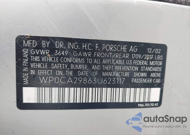 WP0CA29863U623117: 44360100