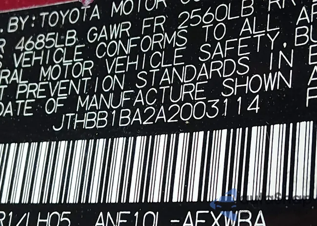 JTHBB1BA2A2003114: 44360302