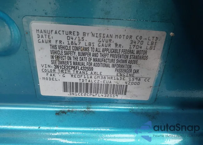 3N1CE2CP6FL432559: 44360309