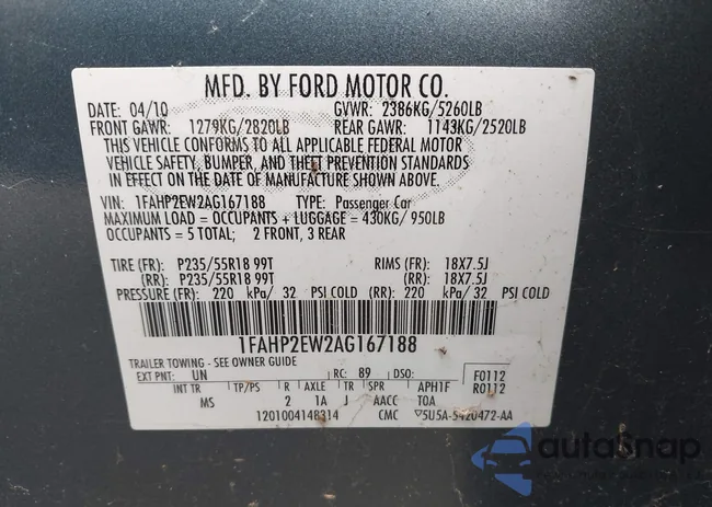 1FAHP2EW2AG167188: 44360347