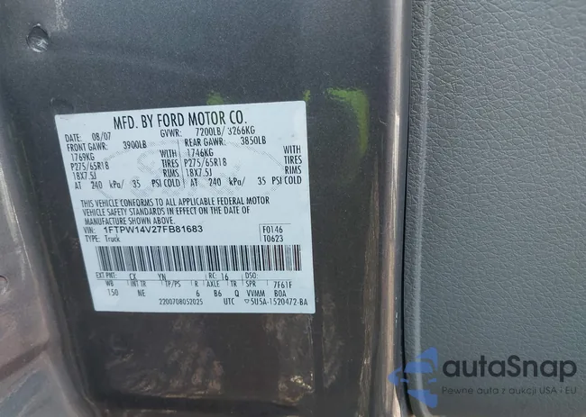 1FTPW14V27FB81683: 44360359