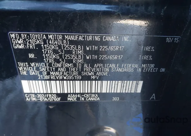 2T3BFREV9FW395199: 44360495