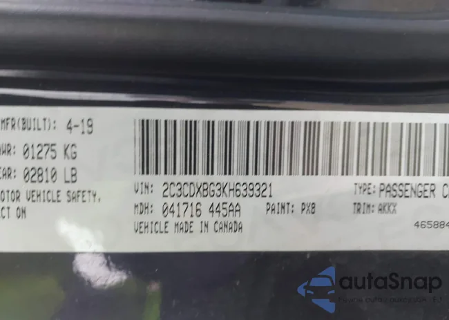 2C3CDXBG3KH639321: 44360501