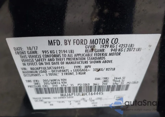 MAJ6P1UL3JC164445: 44359557