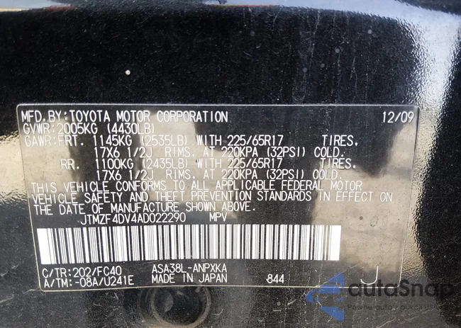 JTMZF4DV4AD022290: 44359598