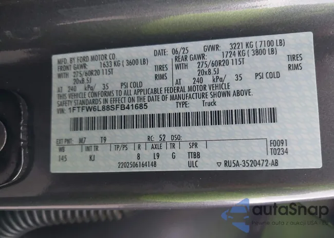 1FTFW6L88SFB41685: 44359607