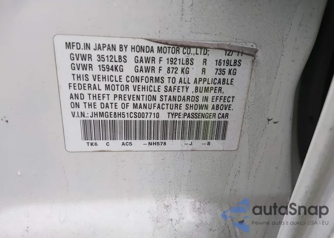 JHMGE8H51CS007710: 44359638