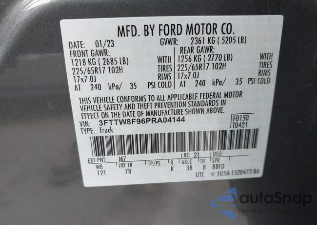 3FTTW8F96PRA04144: 44359761