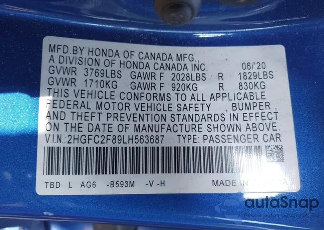 2HGFC2F89LH563687: 44359845