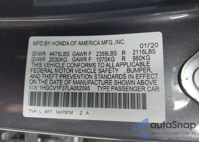 1HGCV1F37LA062095: 44359896