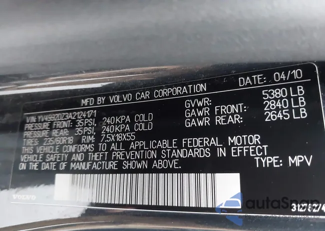 YV4992DZ3A2124171: 44361038