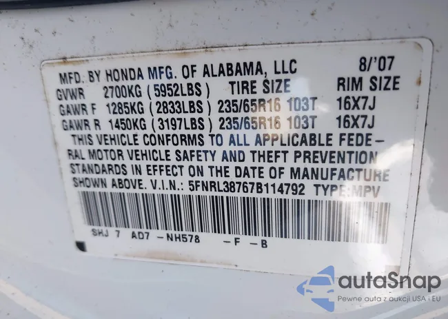 5FNRL38767B114792: 44361154