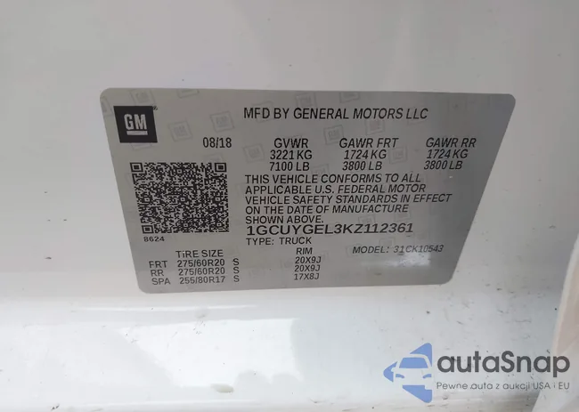 1GCUYGEL3KZ112361: 44361163