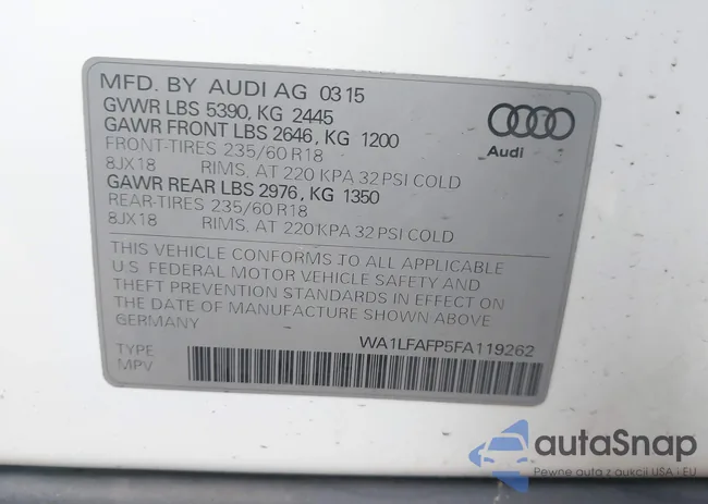 WA1LFAFP5FA119262: 44361487