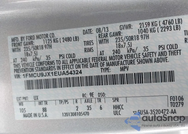 1FMCU9JX1EUA54324: 44360567