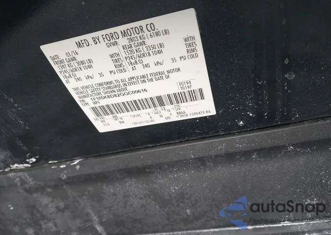 1FM5K8D82GGC00616: 44360638