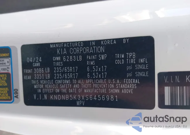 KNDNB5K3XS6456981: 44360724